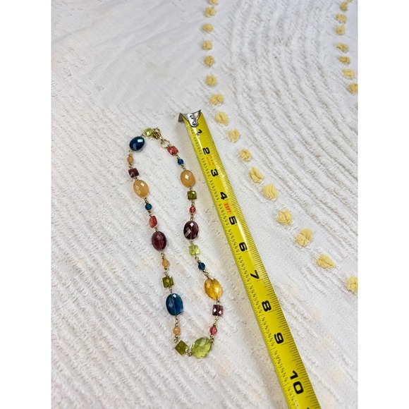 Chaps Beaded Colorful Gemstone Necklace Gold Tone Chain Fashion Jewelry - Picture 3 of 5